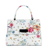 Geanta din piele alba cu imprimeu floral 8959 124