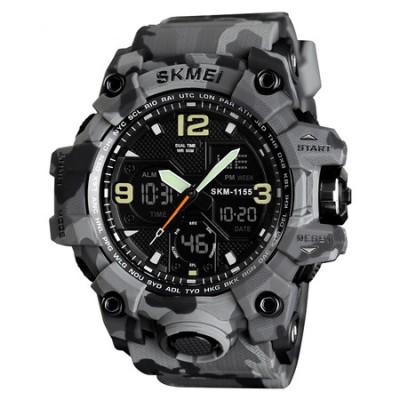 Ceas barbatesc Skmei, Digital, Camuflaj, Army, Shock Resistant, Militar, Sport, Dual time, Cronograf foto