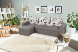 Coltar extensibil reversibil Oslo Grey Magnolia cu lada de depozitare, 247x148x78 cm, Bedora