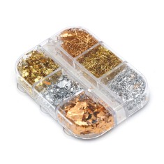 Set 6 decoratiuni multicolore pentru unghii, Paiete foto