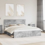 Cumpara ieftin Cadru de pat cu headboard Beton 180 x 200 cm Lemn de pin masiv