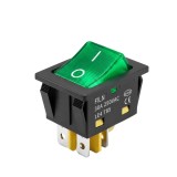 Intrerupator rocker basculant ON-OFF KCD4, 4 pini, LED verde, 30A, 250VAC, 30x22 mm