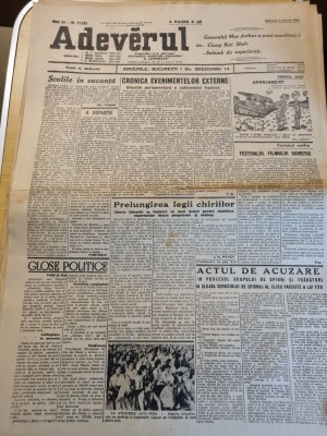 adevarul 2 august 1950-actul de acuzare in procesul spionilor lui tito foto