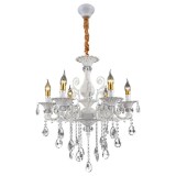 Candelabru SANSSOUCI 6xE14 Cristal si Metal &ndash; Design Clasic, Inaltime Ajustabila, Alb Argintiu