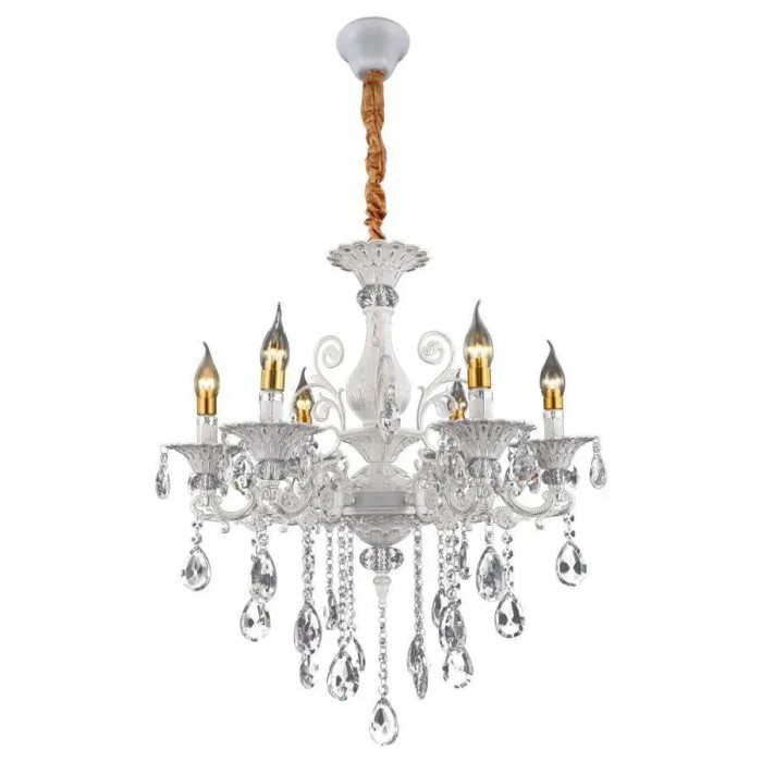 Candelabru SANSSOUCI 6xE14 Cristal si Metal &ndash; Design Clasic, Inaltime Ajustabila, Alb Argintiu