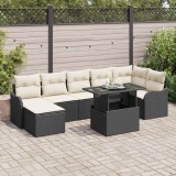 Cumpara ieftin Set de canapele pentru grădină cu pernă 8 pcs Negru Rattan poli