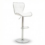 Cumpara ieftin Scaun de bar Jorine reglabil pe inaltime baza alb pu-crom 53x44x114cm