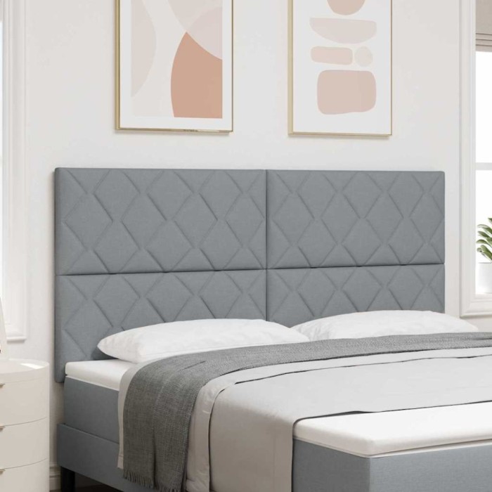 vidaXL Tăblie cap cu lumini cu bandă LED Gri deschis 180 cm țesătură 3338540