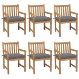 vidaXL Scaune de grădină cu perne gri, 6 buc., lemn masiv de tec 3073047
