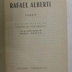 RAFAEL ALBERTI - POEZII , colectia '' CELE MAI FRUMOASE POEZII '' , 1962 , FORMAT REDUS *