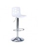 Scaun de bar HM H48, Polipropilena, Cadru Metalic, Suport picioare, Rotativ, 90 kg, alb