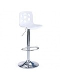 Scaun de bar HM H48, Polipropilena, Cadru Metalic, Suport picioare, Rotativ, 90 kg, alb