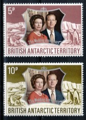 BAT Ter. Antarctic Britanic 1972, Mi #43-44**, Regina Elisabeta a Ii-a nunta de argint, MNH! Cota 11 &euro;!