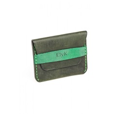 Portofel minimalist din piele naturala, lucrat si cusut manual, Hapi, Handmade, Verde Inchis ( Kaki ), Produs in Romania