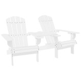 Cumpara ieftin Scaune de gradina Adirondack &amp; masa ceai, alb, lemn masiv brad