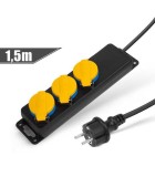 Prelungitor pentru exterior cu capac 1.5m 3 prize 3x1.5mm2 IP44, Delight