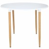 Masa dining rotunda Lizzy Unic Spot, 90x76cm, blat MDF alb, picioare metalice cu textura de lemn