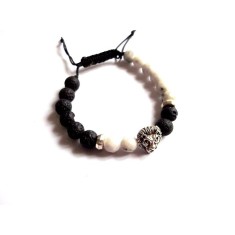 bratara unisex cu roca vulcanica si agate 36609