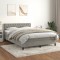 vidaXL Pat box spring cu saltea, gri deschis, 140x200 cm, catifea 3141485
