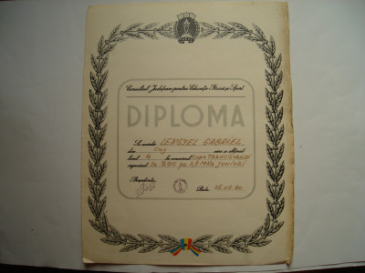 Diploma Consiliul Judetean pentru Educatie Fizica si Sport, 1980 foto