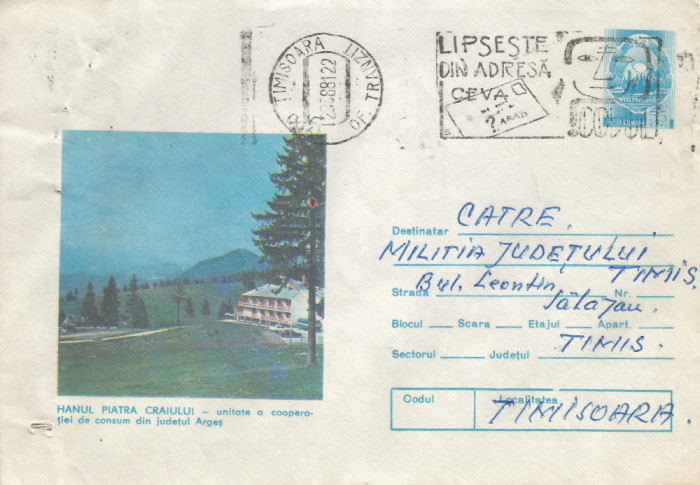 Romania, Hanul Piatra Craiului, judetul Arges, plic circulat, 1981