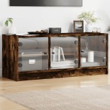 vidaXL Comodă TV cu uși din sticlă, stejar fumuriu, 102x37x42 cm