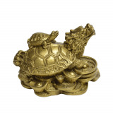 Statueta feng shui din alama broasca dragon cu pui 8cm, Stonemania Bijou