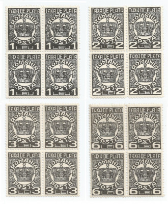 *Romania, LP IV.17/1932-38, Taxa de plata, model coroana, fil. CC, blocuri, MNH foto