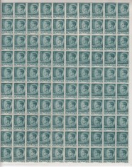 ROMANIA 1945/47 LP 187 REGELE MIHAI I UZUALE HARTIE ALBA VALOAREA 8000 LEI VERZUI COALA 100 TIMBRE STARE MNH