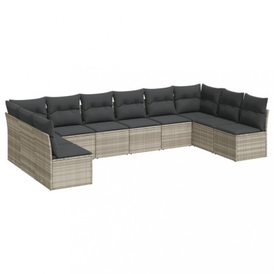 Set canapele de gradina cu perne 10 piese gri deschis poliratan foto