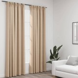 VidaXL Draperii opace aspect in, cu c&acirc;rlige, 2 buc. bej, 140 x 245 cm