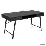 Birou industrial negru din MDF melaminat cu 2 sertare si raft, 120 cm