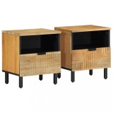 VidaXL Noptiere 2 buc Maro 40x33x46 cm Lemn masiv Mango