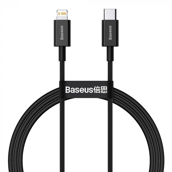 Baseus Superior USB Typ C - Cablu De Date Pentru &icirc;ncărcare Rapidă Fulger Putere Delivery 20 W 1 M Negru (CATLYS-A01)