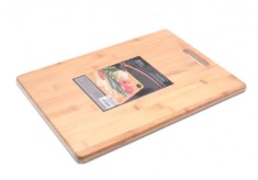 Tocator de bucatarie universal din lemn de bambus cu maner, maro, 45 x 32 cm