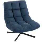 HOMCOM Scaun accent rotativ, fotoliu lounge modern fără cotiere cu picioare din oțel, albastru &icirc;nchis | Aosom Romania