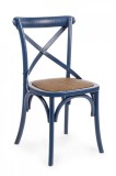 Cumpara ieftin Scaun lemn albastru sezut rattan Cross 50.5x52x87 cm