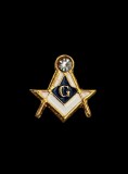 Insigna masonica "Echer compas cu cristal"SRB