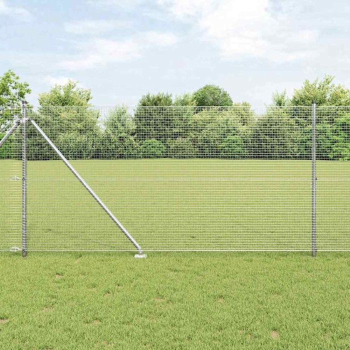 vidaXL &Icirc;mprejmuire din fir sudat cu 13 st&acirc;lpi de ancorare 1.4x50 m Oțel galvanizat