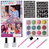 Set de tatuaje mega glitter 80 șabloane + 12 accesorii glitter
