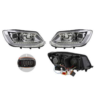 Set faruri VW Touran (1t3), 07.2010-08.2015, partea Stanga+Dreapta, Tuning, Fata, indicator dinamic; cu lampa de parcare LED; cu indicator led; cu lu foto