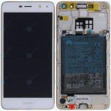 Huawei Y5 2017 (MYA-L22) Capac frontal modul display + LCD + digitizer + baterie alb 02351KUJ