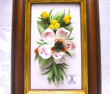 TABLOU PORTELAN CAPODIMONTE DE PALMA ITALIA LUCRAT MANUAL DECOR TRANDAFIR 18 CM