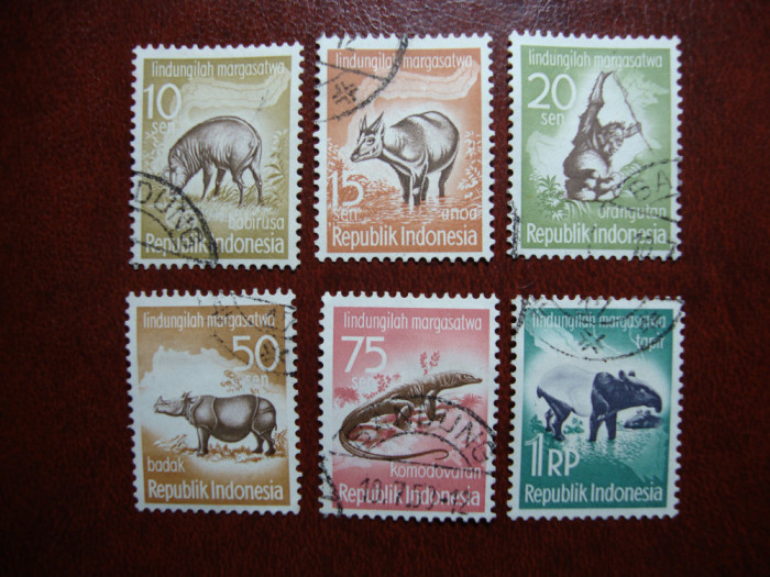 INDONEZIA 1959 SERIE FAUNA PROTEJATA