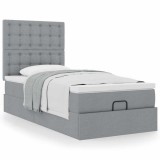 Gossi cadru pat otoman cu saltea tesatura gri deschis 100x200cm