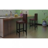 vidaXL Scaune de bar, 4 buc., maro &icirc;nchis, piele ecologică