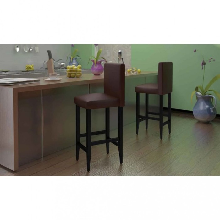 vidaXL Scaune de bar, 4 buc., maro &icirc;nchis, piele ecologică 160717