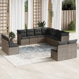 VidaXL Set canapele de grădină cu perne, 11 piese, gri, poliratan
