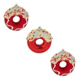 Set 3 Globuri Gogosi Craciun, 6cm, Sclipici, Snur Aur, Rosu, Ornamente Brad, Decoratiuni Festive