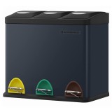 Cos de gunoi Songmics pentru colectare selectiva, 3 compartimente 3x8L, negru